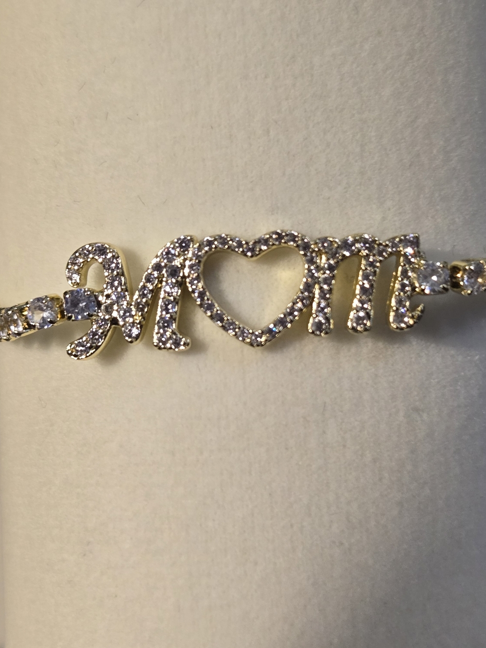 Gold-Tone 'Mom' Heart Pavé Bracelet